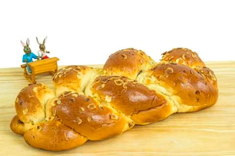 Braided easter yeast bun Stock Photos