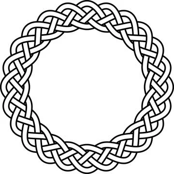 Braided knitted guilloche rosette frame, circular celtic scandinavian knott.. Stock Illustration