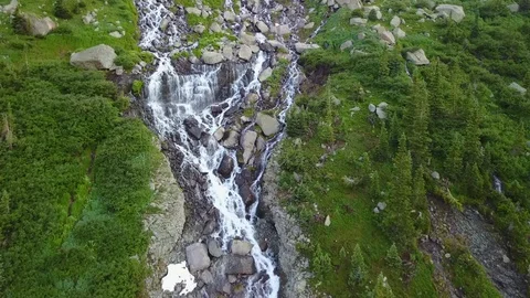 Braided mountain waterfall Stock Footage 86477922