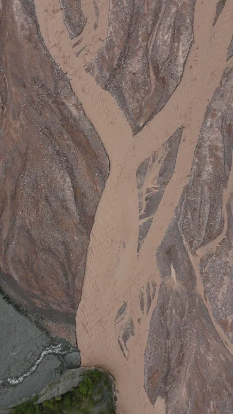 Braided Muddy River Channels in Salta Argentina Stock Footage 342314879