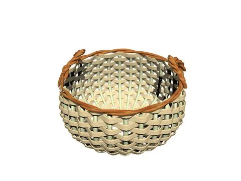 Braided raffia basket with handle Stock Illustration
