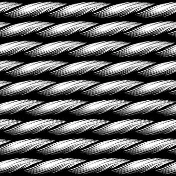 Braided rope lines seamless pattern texture illustration in black and white,  Stockillustratie