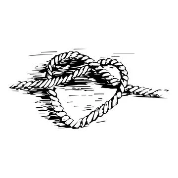 A braided rope in the shape of an infinity heart. A tourniquet of threads. Ve Illustrazione stock