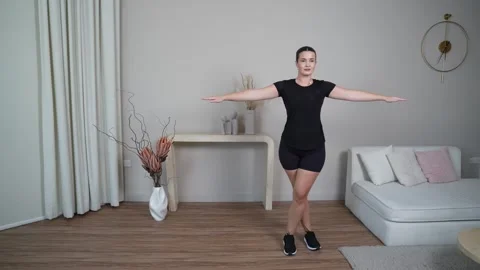 Braided Sidestepping with Arms Out Stock Footage 314187577