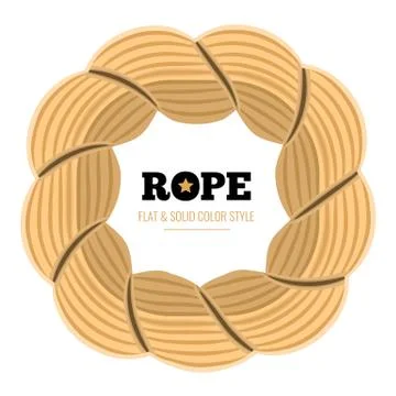 Braided twisted rope circle border or frame flat vector illustration Stock Illustration