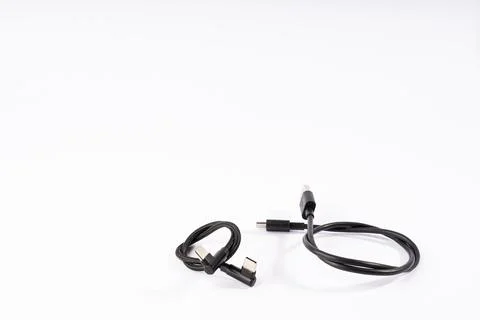 Braided USB-C Cable with 90-Degree Angled Connectors Foto stock