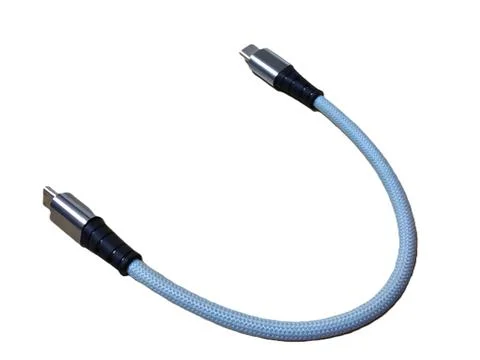 Braided USB-C to USB-C Cable for Charging and Data Transfer Stock Photos