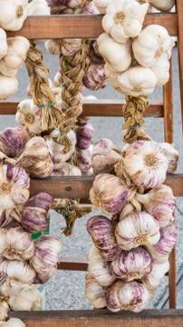 Braids of garlic Stock Photos