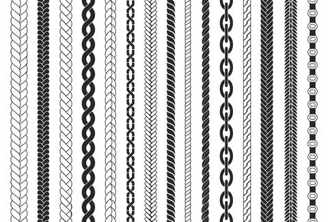 Braids seamless pattern. Braid brushes decorative elements for design. Ropes and 库存插图