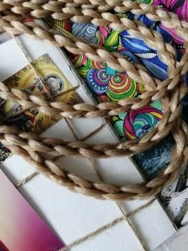 Braids on a wood background at close range Stock Photos