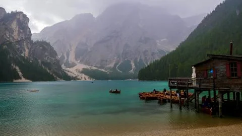 Braies lake Stock Photos