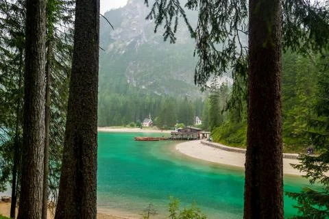 Braies lake Stock Photos