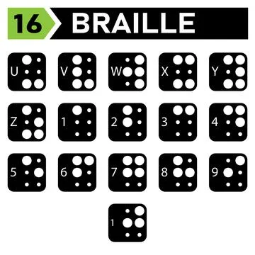 Braille alphabet icon set include a to z Stock Illustration