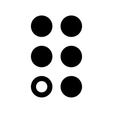 Braille letter u symbol isolated on transparent background with black dots Stock Illustration
