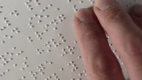 Braille Text Reading With Fingers of a Blind Person Closeup 스톡 동영상 164413882