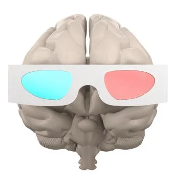 Brain in 3D stereo glasses Stock Illustration