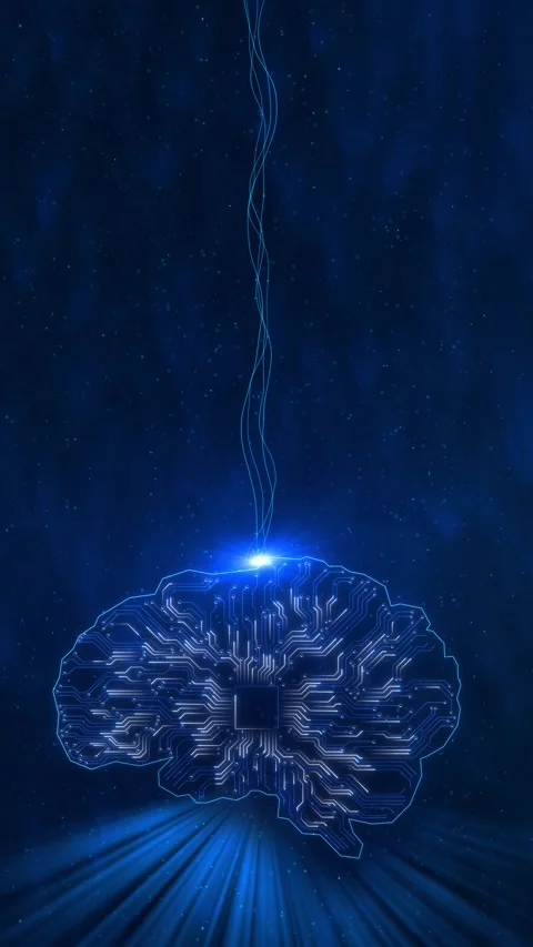 Brain 3d wireframe Artificial intelligence Electronic brain AI Futuristic 3d Hol Stock Footage 341902640