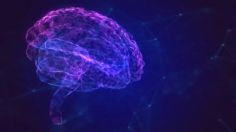 Brain. Aabstract digital human brain. Neural network. IQ testing, artificial Illustrazione stock