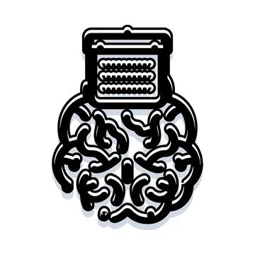 Brain with abacus illustrating calculation and intelligence concept Stock Illustration