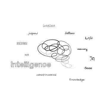 Brain abstract scribbles for intelligence, knowledge, sense, perception Stock Illustration