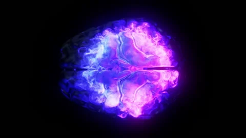 Brain abstract vizualisation in retrowave style Stock Footage 229614763