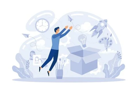 Brain activity abstract concept vector illustration set. Thinking and imagi.. イラスト素材