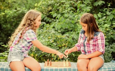Brain activity. chess playing. skilled children. turn on your brain. make the Stock Photos