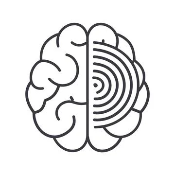 Brain activity. Illustration showing a human brain with half of it represen.. Stock Illustration