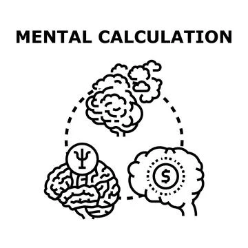 Brain activity processing mental calculation and financial thoughts Illustrazione stock