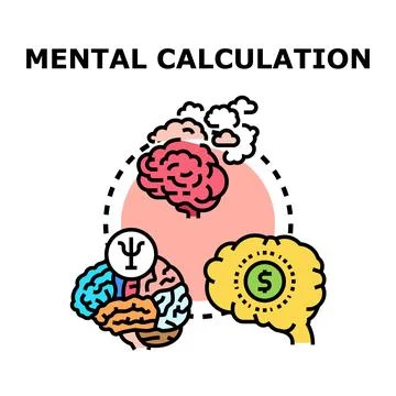 Brain activity processing mental calculation and financial thoughts Stock Illustration