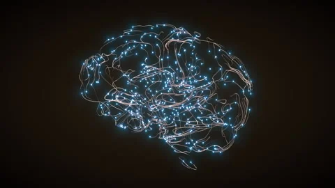 Brain activity visualization with particles and tracers Stock Footage 159050489