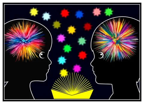 Brain Activity while Reading Stock Illustration