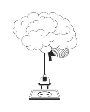 Brain AFK disconnected black and white gaming reaction Stock Illustration