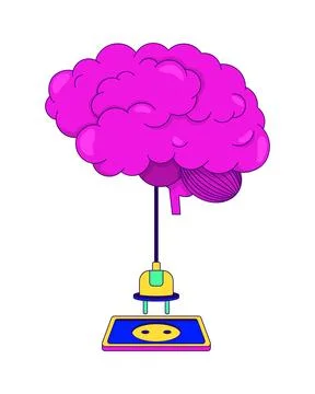 Brain AFK disconnected gaming reaction illustration Stock Illustration