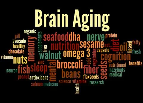 Brain Aging, word cloud concept Stock Illustration