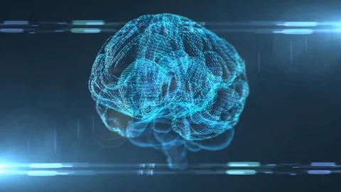 Brain AI Artificial intelligence digital robotic deep learning computer machine Video stock 97200369