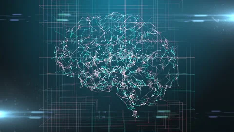 Brain AI Artificial intelligence digital robotic deep learning computer machine Video stock 172180444
