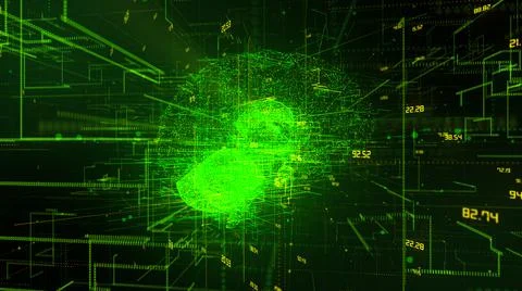 Brain AI Artificial intelligence digital robotic deep learning computer  Stock Illustration