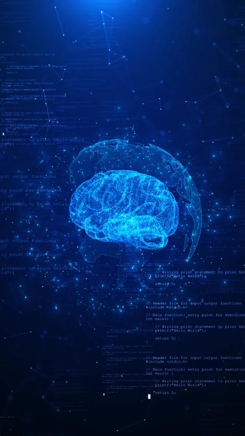 Brain AI brain half combination of brain Learning and Artificial Intelligence Stock Footage 312578615