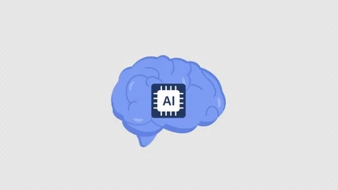 Brain with AI Chip. Artificial Intelligence Animation Video - Transparent Stock Footage 337358682