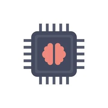 Brain ai processor icon flat isolated 스톡 일러스트