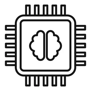 Brain ai processor icon, outline style Stock Illustration