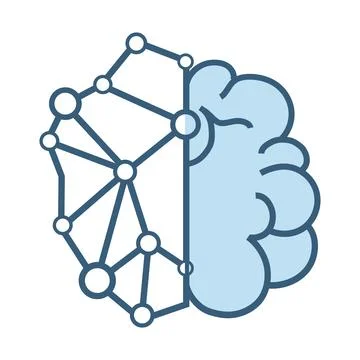 Brain of AI system icon, symbol, UI isorated design on white background, a .. Illustrazione stock