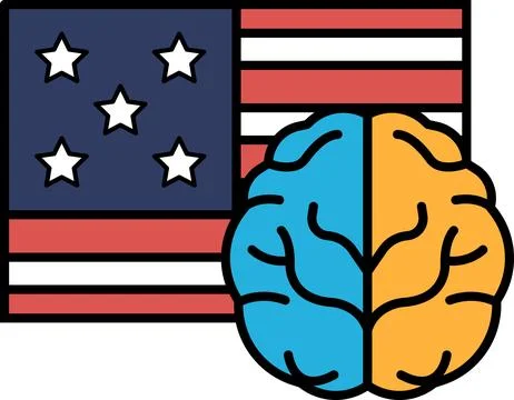 A brain with the American flag in the background Stock Illustration
