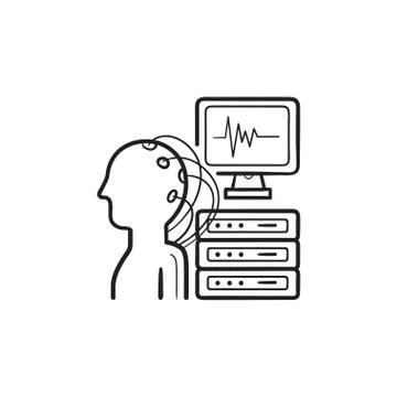 Brain analysis hand drawn outline doodle icon. Stock Illustration
