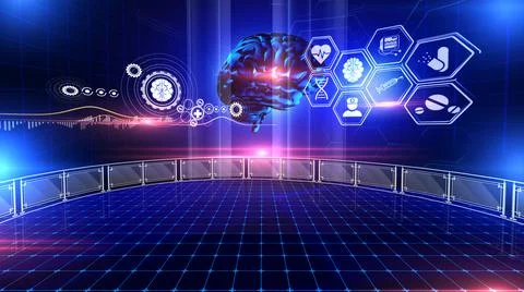 Brain Analysis Virtual Reality Illustrazione stock