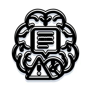 Brain analyzing document for warning and danger risk 스톡 일러스트