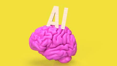 The Brain and AI text for technology concept 3d rendering 스톡 일러스트