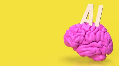 The Brain and AI text for technology concept 3d rendering 스톡 일러스트