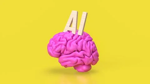 The Brain and AI text for technology concept 3d rendering 스톡 일러스트